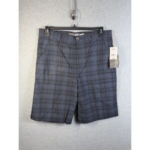 Method Shorts Mens 34 Blue Plaid Chino Casual Summer Cotton Canvas Pockets